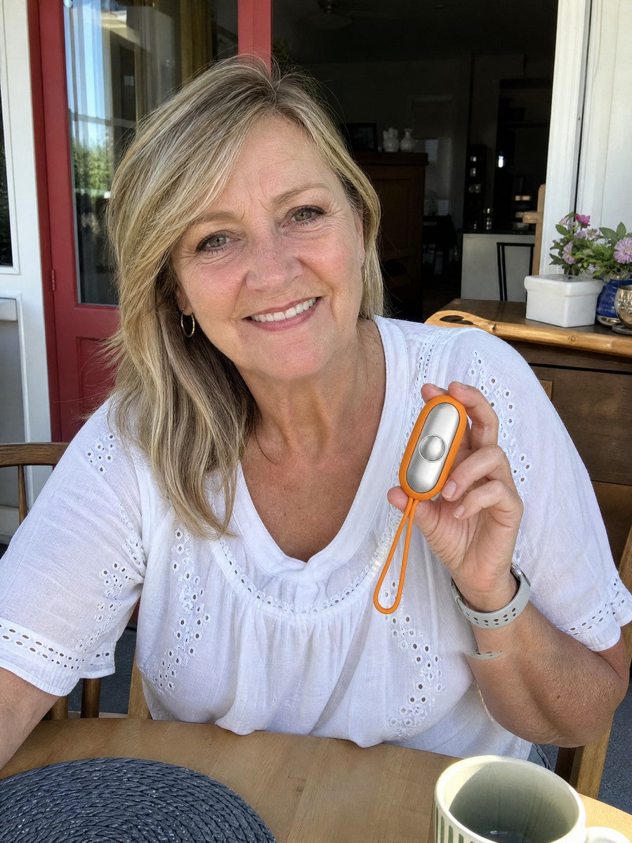 Frau mit dem Ruheanker in der Hand