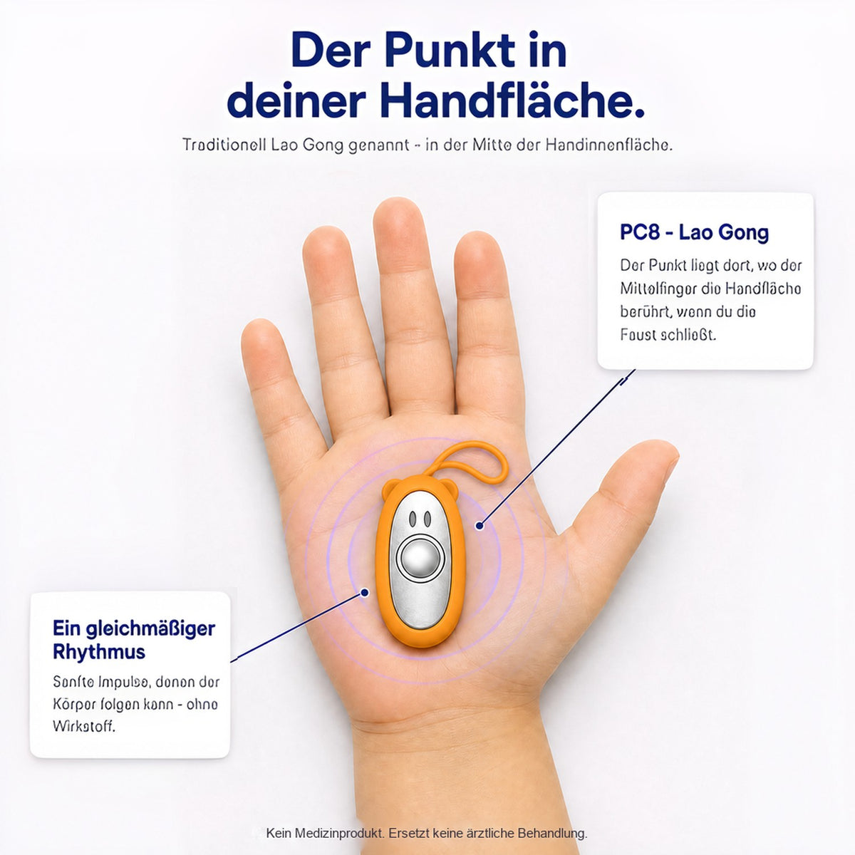 Ruheanker Kids liegt auf dem Punkt in der Handfläche